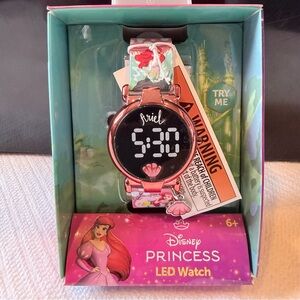 NWT Disney Princess LED watch Ariel with charm
